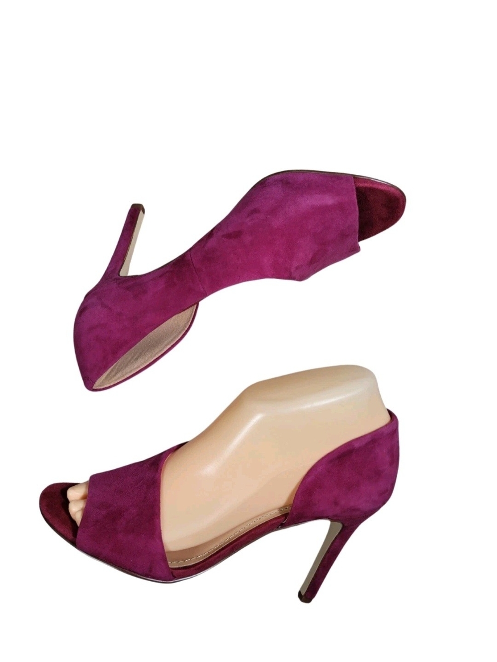 Gibson Latimer Women's Size 6 Magenta Suede Side Cut Out Peep Toe Pump Heel 220 - Picture 3 of 11